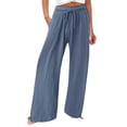 thumbnail image 1 of Timegard Womens Pants Plus Size Elastic High Waisted Drawstring Wide Leg Lightweight Casual Loose Trousers, 1 of 5