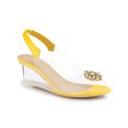 thumbnail image 1 of BLISSFUL STEP Chaussures pour Femmes Talons Compensés Transparents à Strass Bout Ouvert Slingback Chaussures Transparentes Jaune 6, 1 of 8