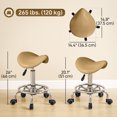 thumbnail image 3 of HOMCOM Saddle Stool Adjustable Rolling Salon Chair Light Brown, 3 of 10