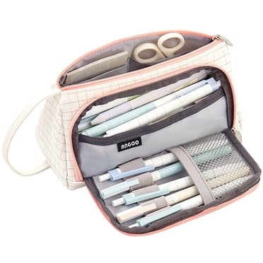 Trousse à Crayons Mignonne Grand Sac de Rangement en Toile Trousse à Crayons avec Fente pour Stylo Poche en Maille Papeterie