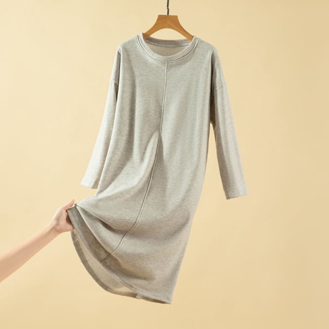 HongQid Chemises de Nuit Manches 3/4 Chemise de Nuit Col Rond Douce Tenue de Nuit Décontractée Chemises de Sommeil Robe de Pyjama Ample avec Poitrine Rembourrée
