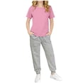 thumbnail image 2 of Qtocio Big Girls 2 Piece Outfits Solid Color Short Sleeve Tee Tops and Long Pants Casual Daily Style Lightweight Soft Summer Matching Set for Kids, 2 of 5