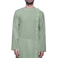 thumbnail image 4 of Atasi Kurta à Col Rond Chemise Kurta Uni à Manches Longues pour Hommes Tenue Décontractée, 4 of 7