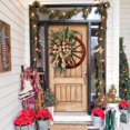 thumbnail image 5 of 18in Christmas Winter Wooden Wheel Wreath  Decorated with Pine Cones  Ribbon Bow  Frosted Branches  Simulation Door Hanging Window Props Layout Decoration, 5 of 5