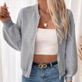 thumbnail image 4 of Tranfacy Womens Winter Tops Long Sleeve Tops Solid Color Double Pocket Button Denim Outerwear, 4 of 7
