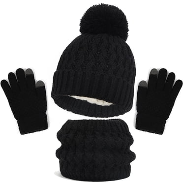 Kids Winter Hat Gloves Baseball Hats for Boys Scarf Set Girls Toddler Baby Boy Hats 6 12 Months Hats with Pom Kid Glove Winter Knit Neck Warmer Gaiter Mittens Fleece Lined Set