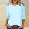 thumbnail image 1 of Chemisier pour Femmes Mode pour Femmes T-shirt Uni Ample Mi-Long Manches 3/4 Chemisier Col Rond Hauts Décontractés, 1 of 1