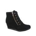 thumbnail image 1 of Peggy-56 Chaussures de Sport Compensées Montantes pour Femmes à Bout Rond à Lacets ( Noir, 7.5 ), 1 of 3