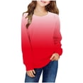thumbnail image 1 of Milgrthf Chandails en Molleton Dégradés pour Filles Sport Décontracté Manches Longues Col Rond Automne Coupe Ample Chandails d'Automne Rouges 3 Ans, 1 of 6