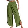 thumbnail image 2 of Plebaso Womens Wide Leg Pants Ruffle Hem Flowy Palazzo Pants Drawstring Casual Plain Vacation Beach Pants, 2 of 4
