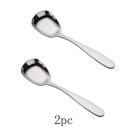 Amzcrzy Kitchen Supplies, Spoons, Kitchen Gadgets, Kitchen Utensils Set, 2pcStainless Steel Spoon Flat Bottom Spoon Dessert Spoon Rice Spoon flat bottom spoon