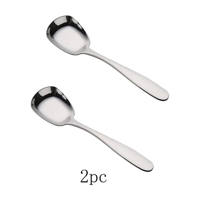 Amzcrzy Kitchen Supplies, Spoons, Kitchen Gadgets, Kitchen Utensils Set, 2pcStainless Steel Spoon Flat Bottom Spoon Dessert Spoon Rice Spoon flat bottom spoon