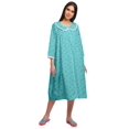 thumbnail image 2 of Moomaya Chemise de Nuit en Coton pour Femmes Imprimée à Col Rond avec Patte de Boutonnage, 2 of 6