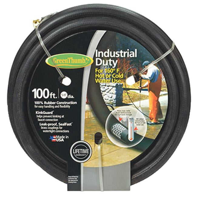 Green Thumb, 0.625 In. x 100 ft., Black - Rubber Garden Hose