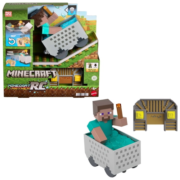 Minecraft Wagonnet télécommandé, Steve, cascade, turbo boost, lumières