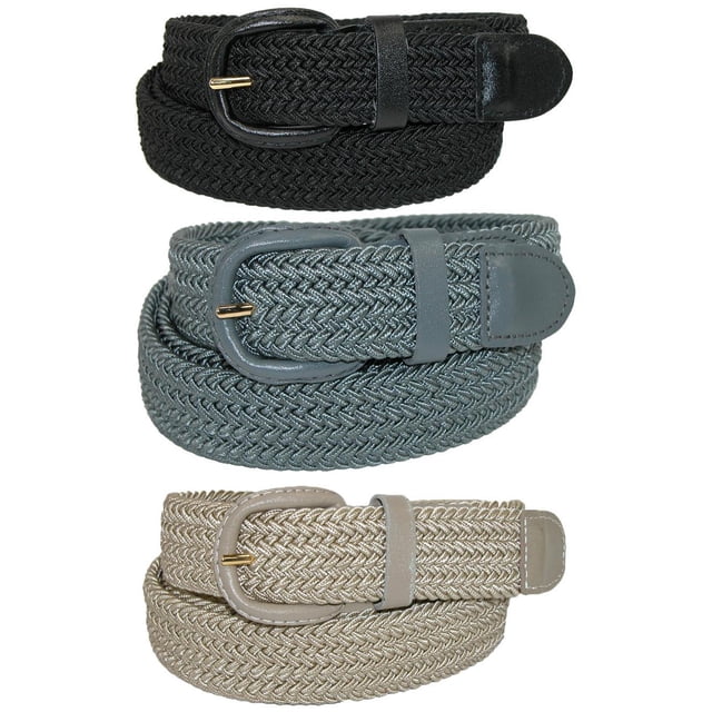 CTM® Elastic Braided Stretch Belt (Pack of 3 Colors) (Men's)