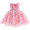 thumbnail image 4 of Robes pour Adolescents Manches Courtes Col Rond Imprimés Danse Fête Vêtements Décontractés Robe de Demoiselle d'Honneur Rose 3-4 Ans, 4 of 4