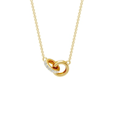 Angara Natural Round Diamond Twin Ring Pendant Necklace in 14K Yellow Gold For Women (Colour-I-J, Clarity-I1-I2) | April Birthstone, Anniversary,Valentine's Jewellery Gift for Women