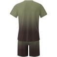 thumbnail image 5 of cllios Mens 2 Piece Short Sets Outfits Classic Gradient Printed Track Suits Summer Casual T Shirts Short Sleeve Drawstring Elastic Waist Beach Shorts with Pockets, 5 of 5