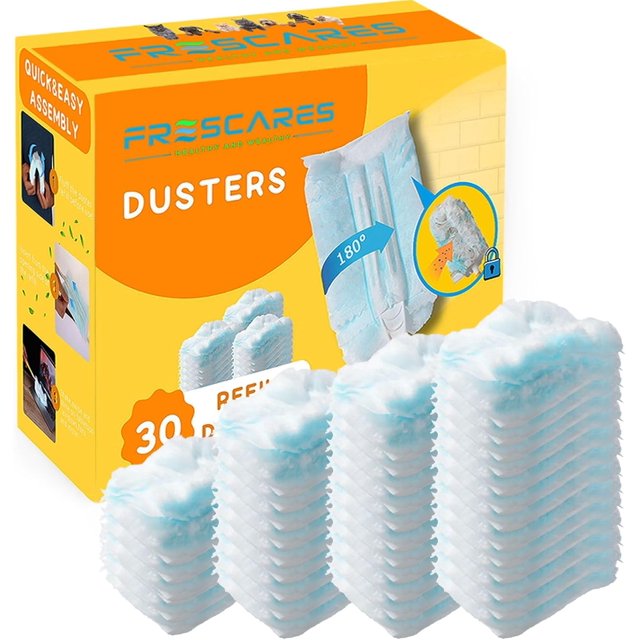 Duster Refills,Static Dust Removal Brush Disposable Replacement Head Compatible with Swiffer Duster Refills for Electronics, Furniture, Blinds, Ceiling Fans (Blue, 30 PCS)