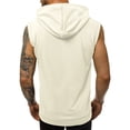 thumbnail image 3 of Men's Solid Color Sleeveless Zip-Up Hooded With Pockets Sleeveless Top(White,S), 3 of 6