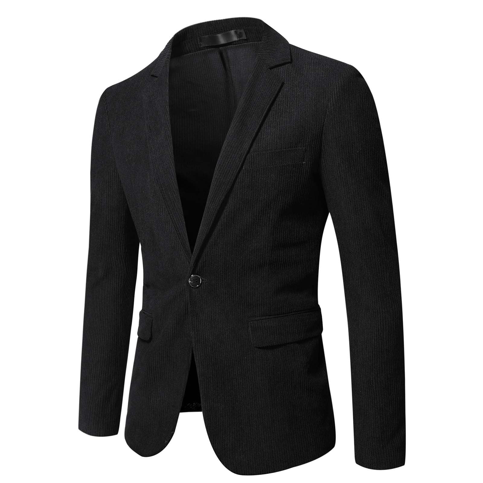 Mens Jacket Winter Mens Autumn And Winter Fashion Personality Solid Color Casual Suit Jacket