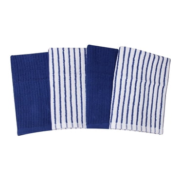 Hometrends Bar Mop Kitchen Towel 4 pack, 100% Cotton, Blue