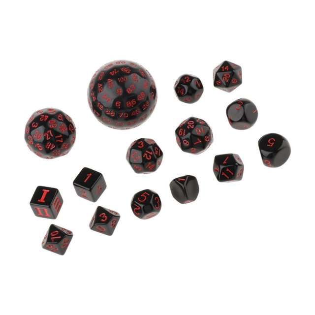 Xingzhi 15 Pcs dés en Acrylique à Chiffres Multi-Faces pour Jeu de Rôle Rouge