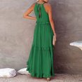 thumbnail image 4 of Robes d'Été pour Femmes 2025 Robe Maxi Sans Manches Décontractée Fluide à Volants Élégante Robe de Soleil Unie Verte L, 4 of 5