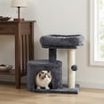 thumbnail image 1 of LEDREM Small Cat Tree Tower with Sisal Scratching Post, Plush Condo with Padded Perch & Cave, for Kittens, Small Spaces,Smoky Grey, 1 of 6