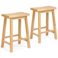 thumbnail image 1 of PJ Wood Classic 24 Inch Saddle Seat Kitchen Bar Counter Stool, Natural (2 Pack), 1 of 11