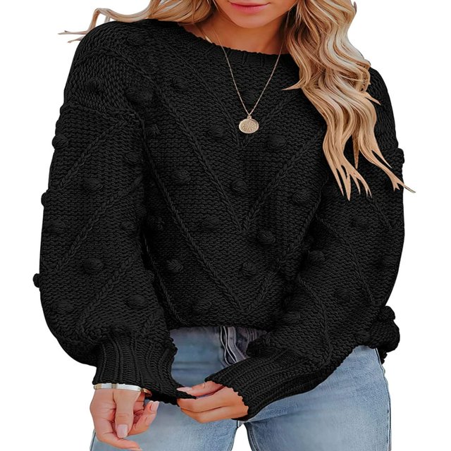 Pulls Tricotés pour Femmes Pulls Unis Col Rond Pull à Manches Longues