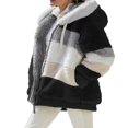 thumbnail image 1 of Women Fuzzy Fleece Hooded Coat Open Front Color Block Fluffy Hoodies Jacket Outwear with Pockets, 1 of 6