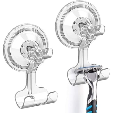 LUXEAR Suction Hook Shower Hooks Suction Razor Hooks Strong Suction Power Bathroom Towel Hooks for Livingroom Kitchen 2 pcs Transparent