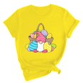 thumbnail image 4 of Pxiakgy Liquidation! T-Shirts de Pâques pour Femmes T-Shirt Lapin Heureux Col Rond Tee-Shirt Graphique Œuf de Pâques Hauts Graphiques de Vacances Mode Col Rond Imprimé de Pâques Manches Courtes T-Shirt Jaune TTG, 4 of 5