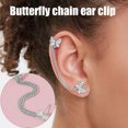 thumbnail image 3 of Boucles d'Oreilles Papillon Cloutées en Diamant Design Unique Chaîne Clip d'Oreille Papillon, 3 of 9