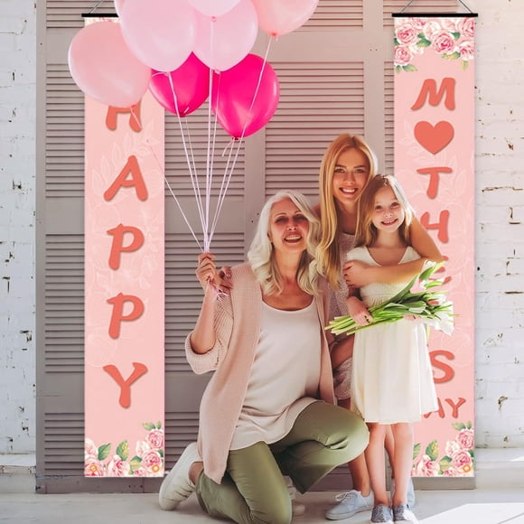 Roiihwy Door Banner, 2 Piece Set, Mother's Day Decorations, 30*180cm, Beautifully Printed Heartfelt Messages, for Mothers Day Gifts, D