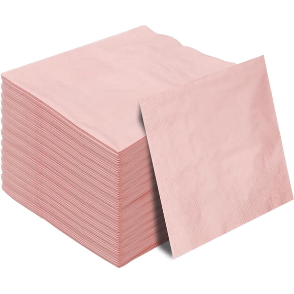 50 Pieces 2-ply Light Pink Napkin Disposable Cocktail Napkins Beverage Napkins Dessert Napkins Paper Napkins for Wedding Birthday Party Paper Dinner Napkins