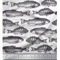 thumbnail image 1 of Soimoi White Georgette Viscose Fabric Fish Ocean Print Sewing Fabric Yard 42 Inch Wide, 1 of 2
