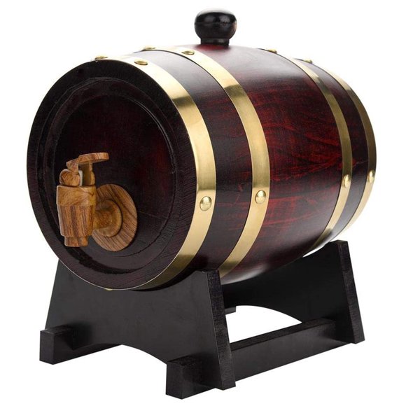 1.5L Oak Aging Barrels with Wood Stand Vintage Oak Barrels Timber Wine Barrels Oak for Whiskey Rum Port Brandy Storage