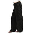 thumbnail image 2 of Timegard Womens Pants Plus Size Cotton Linen Straight Leg Elastic Waisted Drawstring Lounge Trousers, 2 of 5