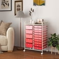 thumbnail image 2 of Costway 15 Drawer Rolling Storage Cart Tools Scrapbook Paper Office School Organizer Pink, 2 of 10