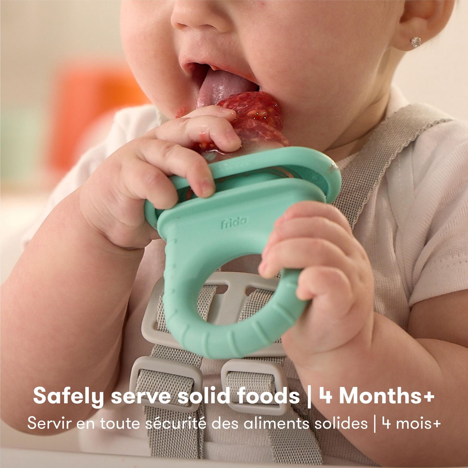 Frida Baby - Push Pop Feeder, Baby Fruit Food Feeders, Safely Introduce New Foods, Easter Basket Stuffer for Babies, Fresh + Frozen, Silicone, BPA Free, Dishwasher Safe - Teal