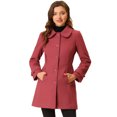 thumbnail image 1 of INSPIRE CHIC Manteaux pour Femmes Col Peter Pan Boutonnage Simple devant à Boutons Manteaux d'Hiver S Rouge Terne, 1 of 6