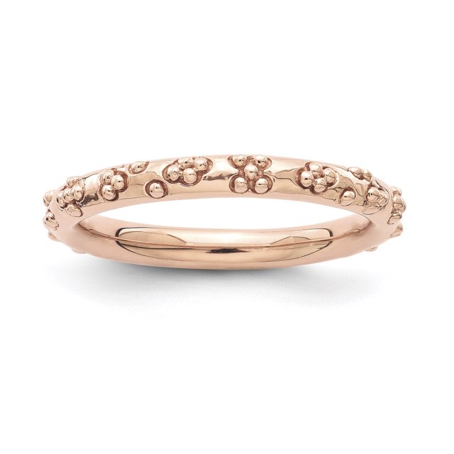 Bague Texturée Plaquée Rose en Argent Sterling Stackable Expressions Taille 7