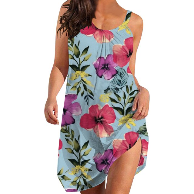 TJAZFJPA Robes d'Été pour Femmes Robe de Plage pour Femmes Paréos de Bikini Tenues de Plage Décontractées Vacances Robes d'Été Courtes Robe de Maternité Invitée de Mariage Robe Trapèze
