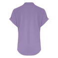 thumbnail image 4 of WEIYLL T-Shirt Women Summer Loose Fit V Neck Curved Hem Flowy Solid Light Purple Tees Sizes XXL, 4 of 5