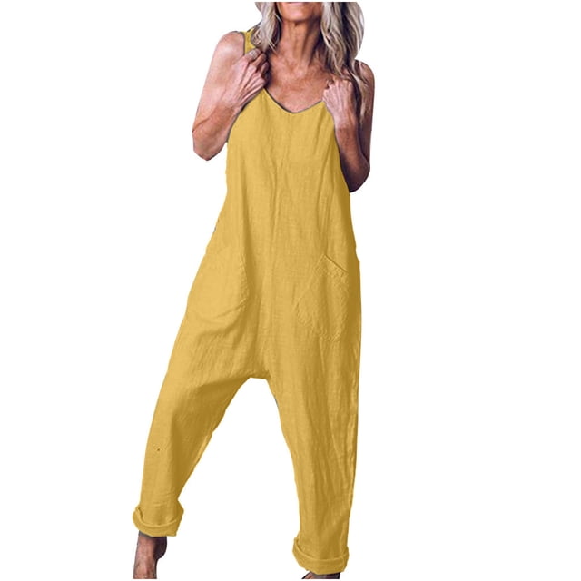 Birdeem Combinaison Décontractée Ample et en Vrac pour Femmes avec Poches, Combinaison Mode, Pantalon, Salopette, Combinaison en Coton et Lin