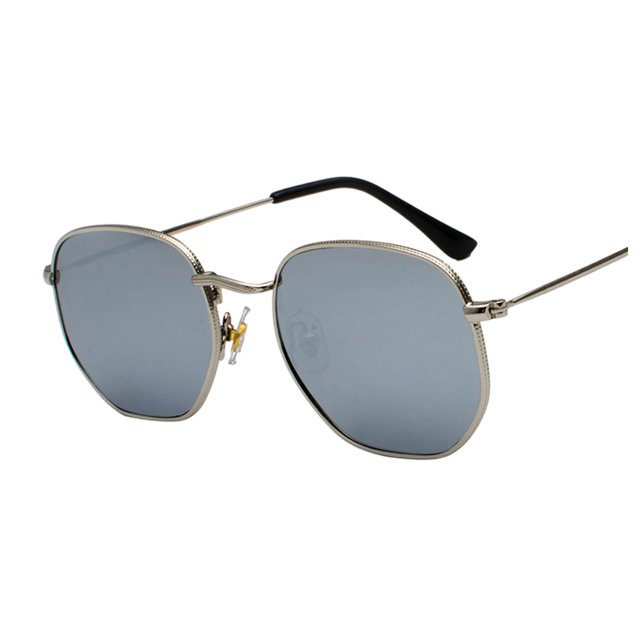 relayinert Fashionable Polarized Lens Small Square For Trendy Style Materials silver white silveC4 1Set