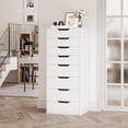 thumbnail image 1 of Homfa Commode Compacte à 8 Tiroirs pour Chambre à Coucher pour Petits Espaces, Haute Commode en Bois, Blanc, 1 of 8